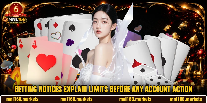 Betting notices explain limits before any account action