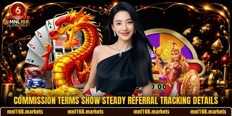 Commission terms show steady referral tracking details
