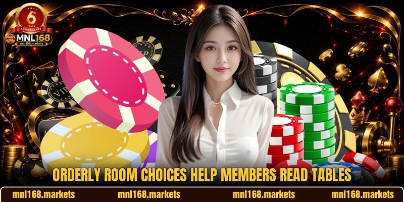Orderly room choices help members read tables