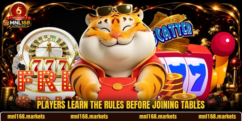 Players learn the rules before joining tables
