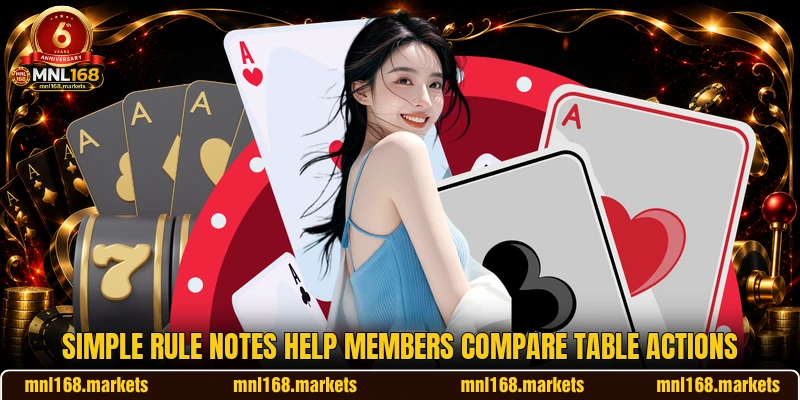 Simple rule notes help members compare table actions